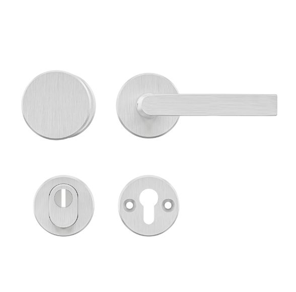 AXA set veiligheidsbeslag op ronde rozet met kerntrekbeveiliging knop/kruk SKG*** aluminium F1