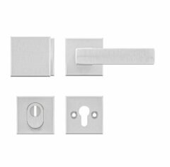 AXA set veiligheidsbeslag op vierkante rozet met kerntrekbeveiliging knop/kruk SKG*** aluminium F1