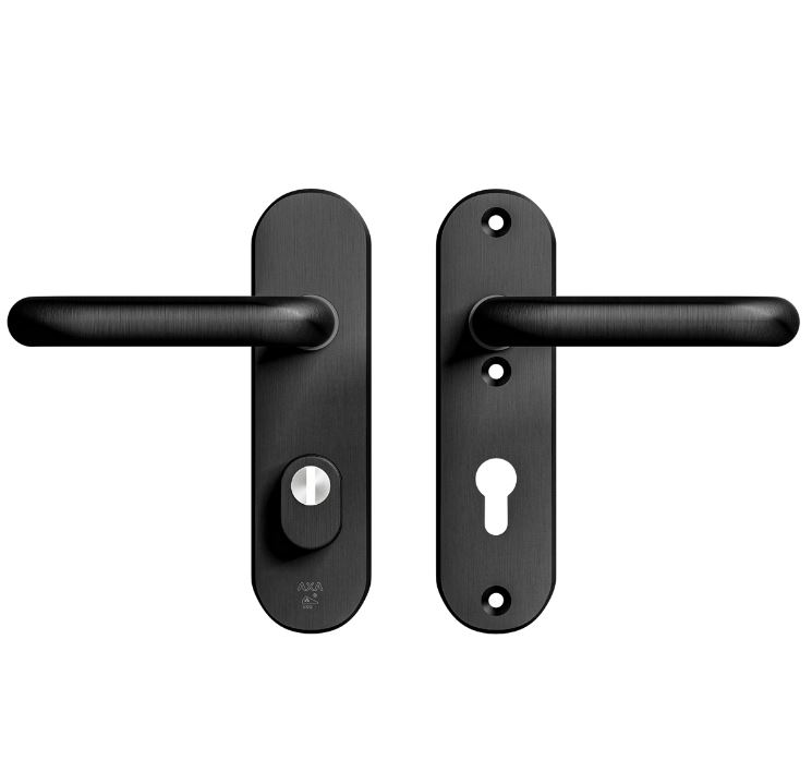 AXA Oval Plus kort veiligheidsbeslag PC72 SKG*** met kerntrekbeveiliging kruk/kruk Zwart