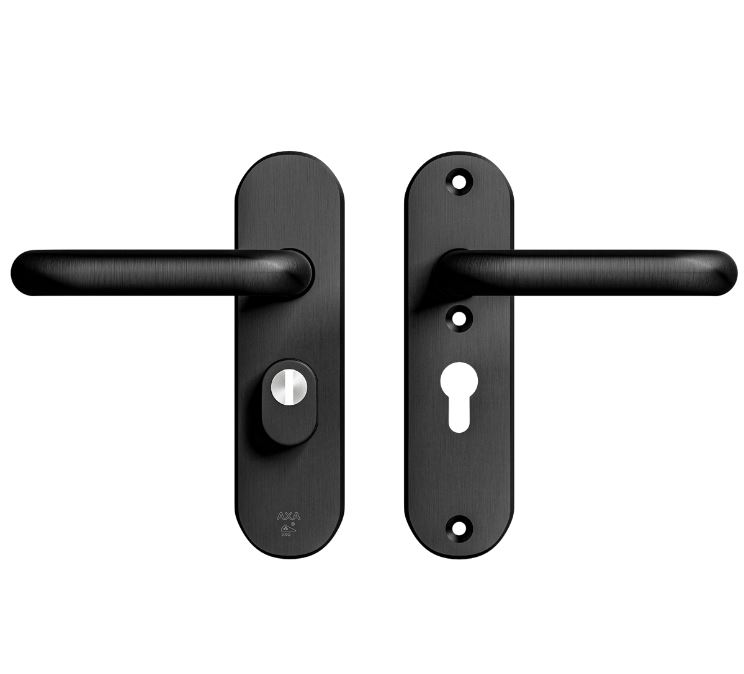 AXA Oval Plus kort veiligheidsbeslag PC55 SKG*** met kerntrekbeveiliging kruk/kruk Zwart