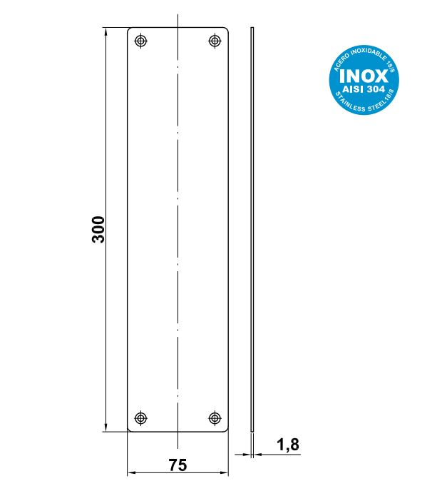AMIG Afdekplaat rechthoekig RVS mat