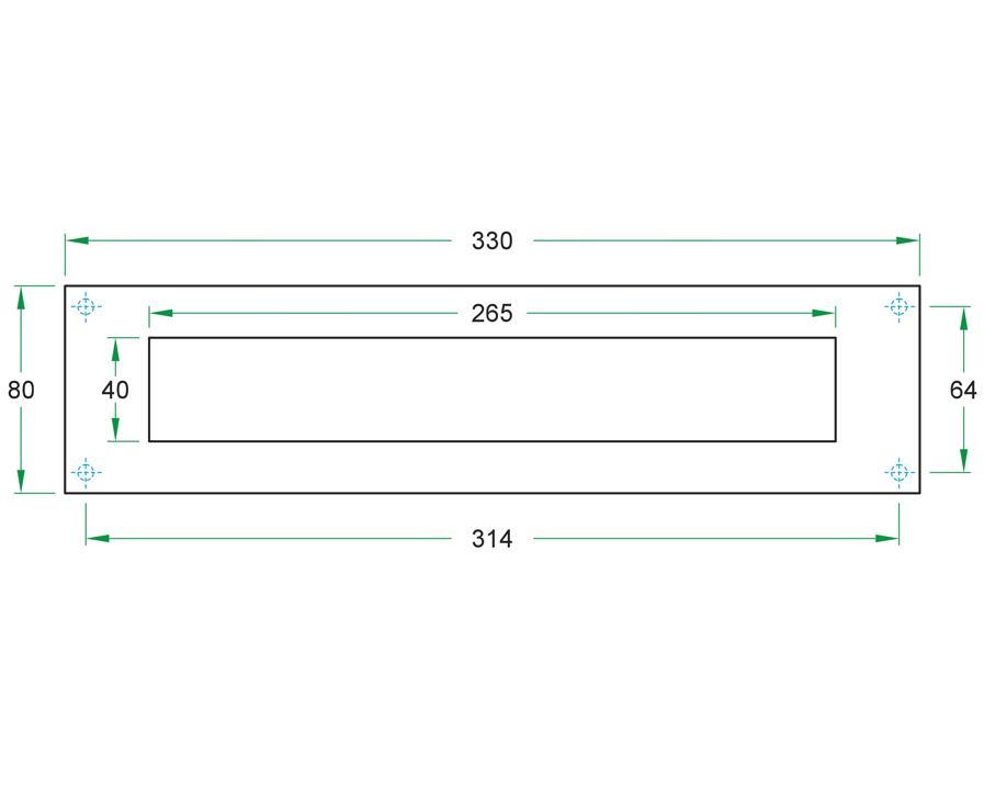 Briefplaat QUATTRO rechthoek RVS mat