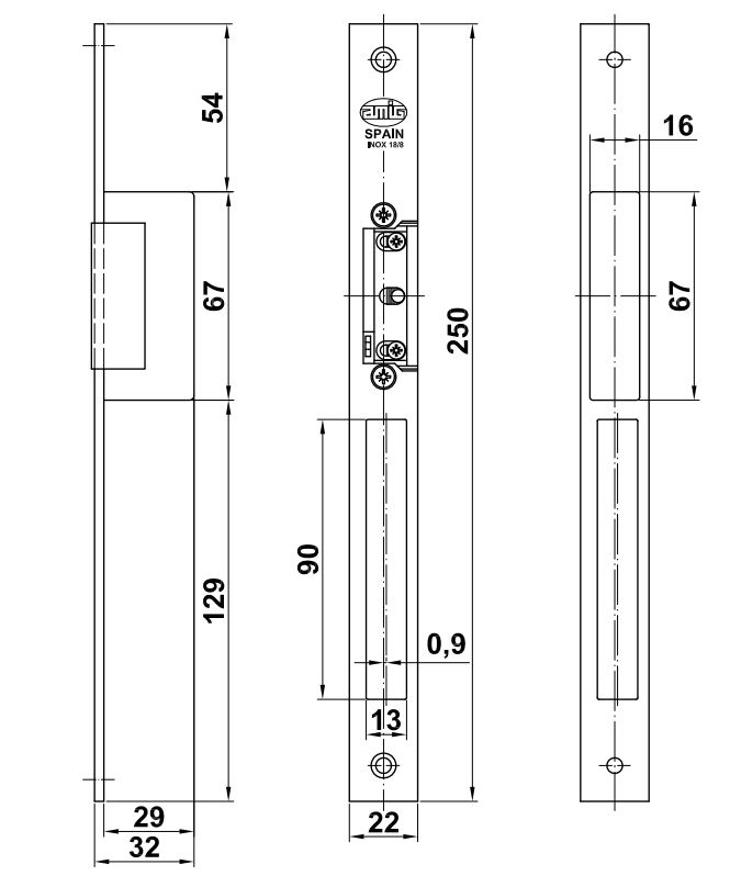 AMIG Elektrische sluitplaat RVS