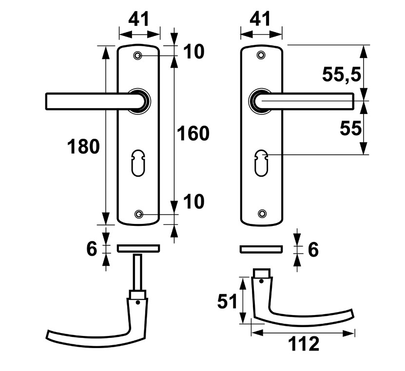 AXA curve schild SL56 met deurkruk blok aluminium F1