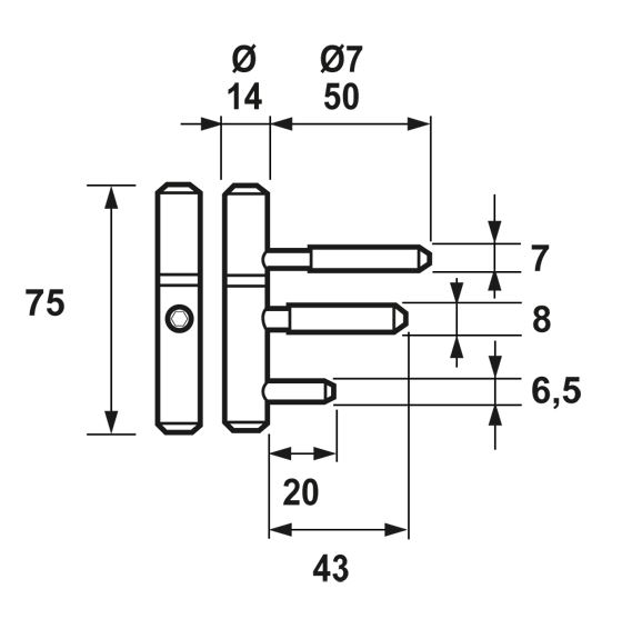 AXA inboorpaumelle voor houten kozijnen staal zwart gelakt