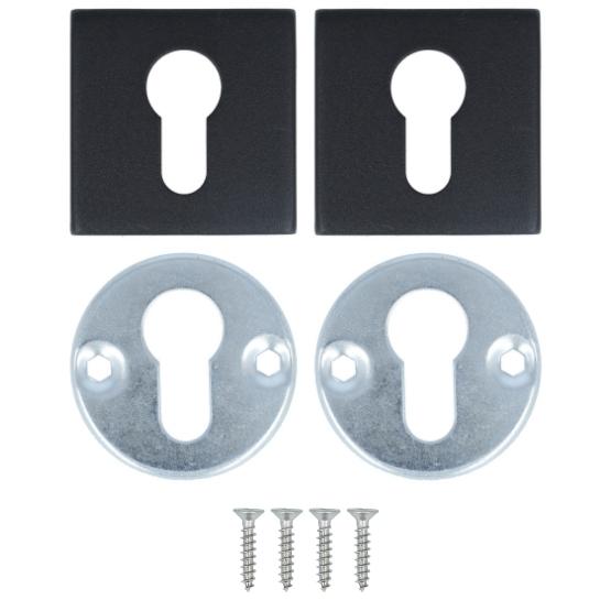 2 PC-plaatjes Vierkant RVS/Zwart