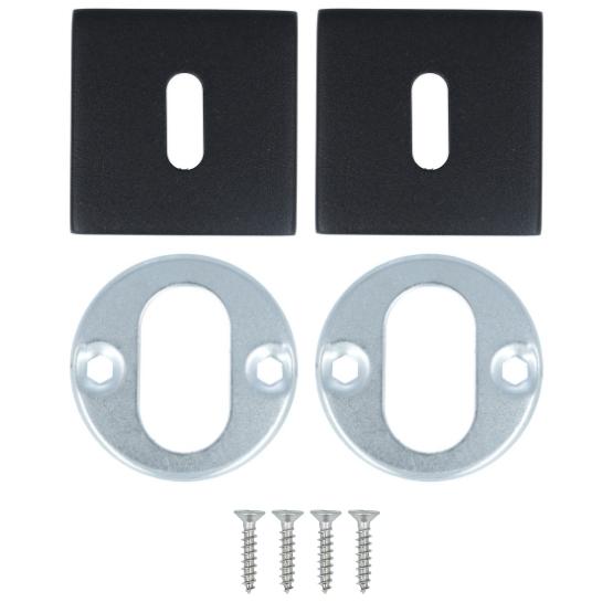 2 Sleutelplaatjes Vierkant RVS/Zwart