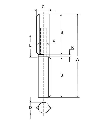 Aanlaspaumelle rvs pen & ring 80x12 mm