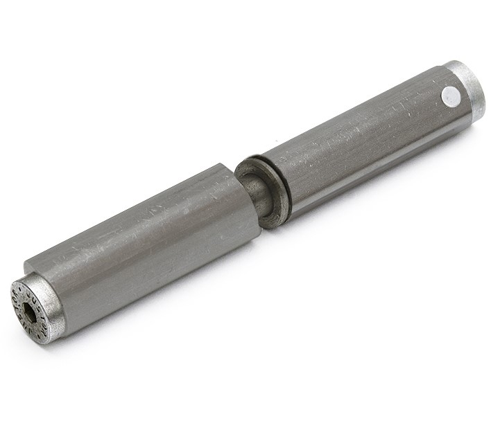 Aanlaspaumelle met veer en ring 180x18 mm rvs