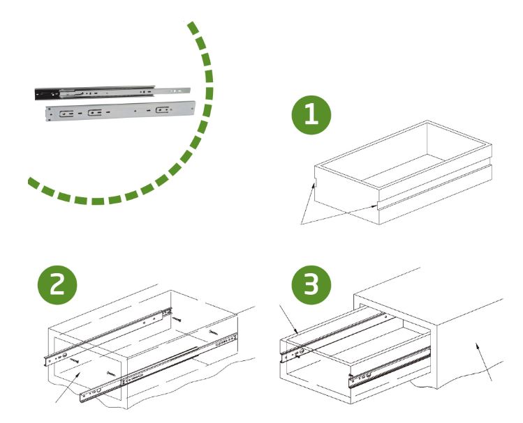 AMIG paar ladegeleiders softclose volledig uittrekbaar 25 cm