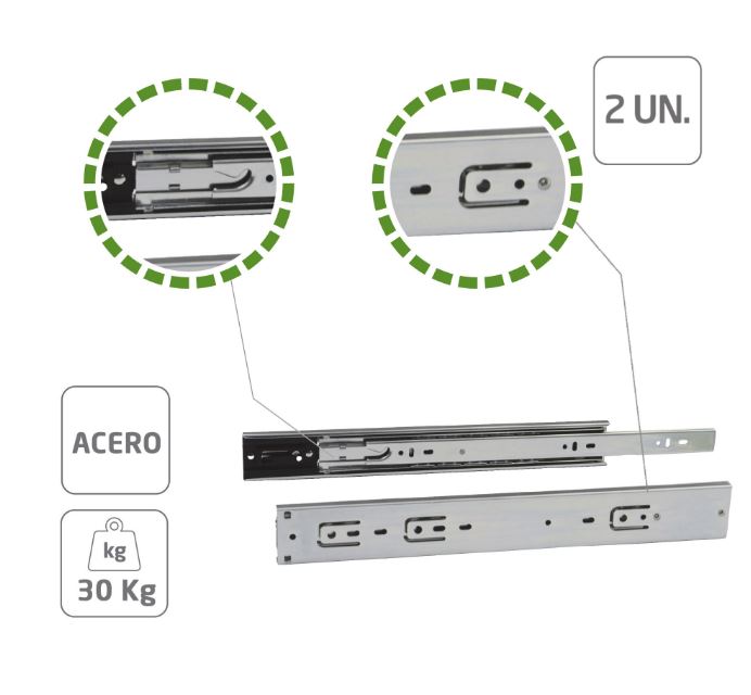AMIG paar ladegeleiders softclose volledig uittrekbaar 25 cm