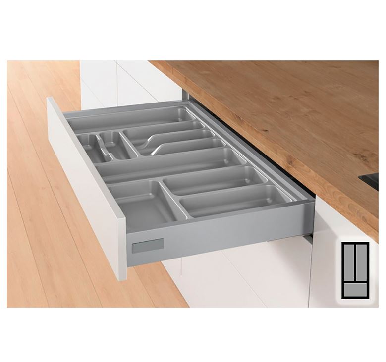 Bestekbak d:370-440mm - b:175-200mm zilverkleurig