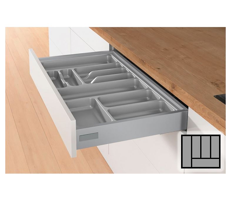 Bestekbak d:370-440mm - b:451-500mm zilverkleurig