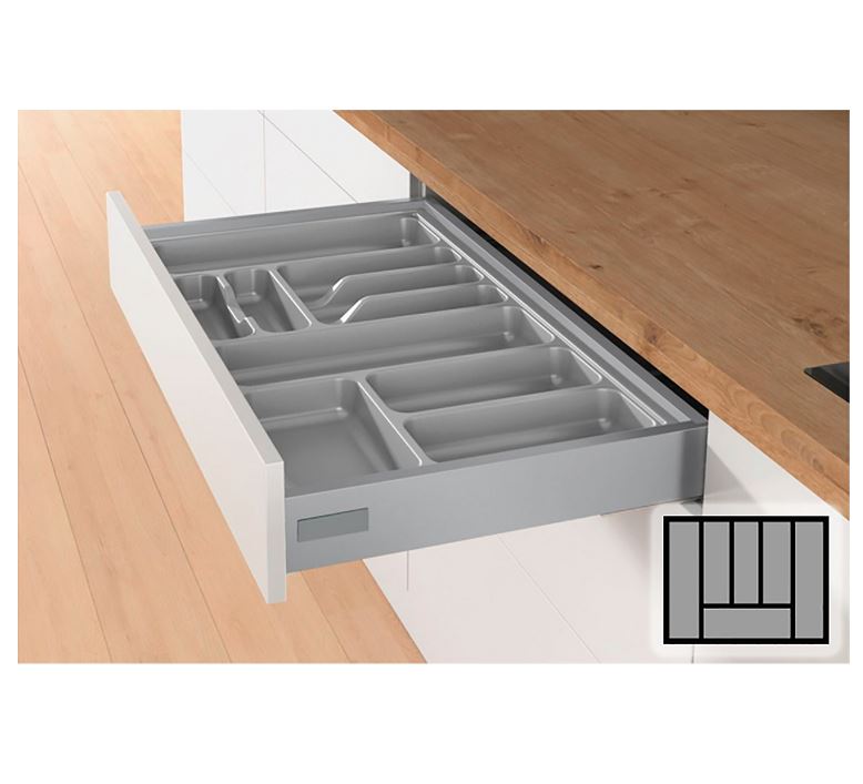 Bestekbak d:370-440mm - b:501-600mm zilverkleurig