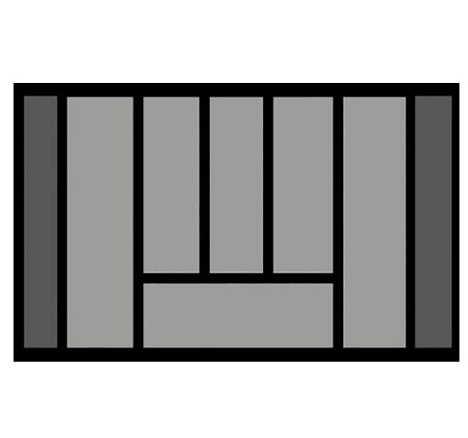 Bestekbak d:370-440mm - b:601-700mm zilverkleurig