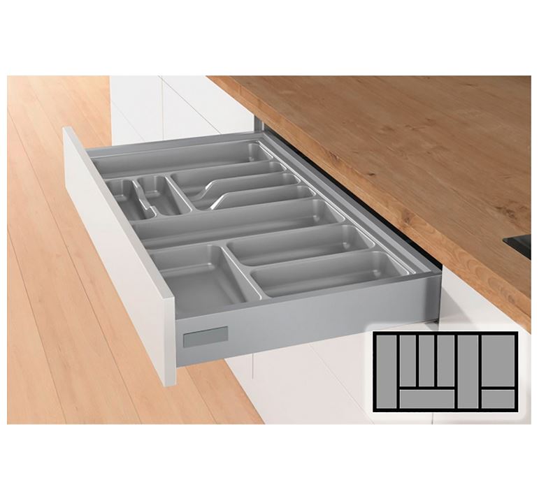 Bestekbak d:370-440mm - b:701-800mm zilverkleurig