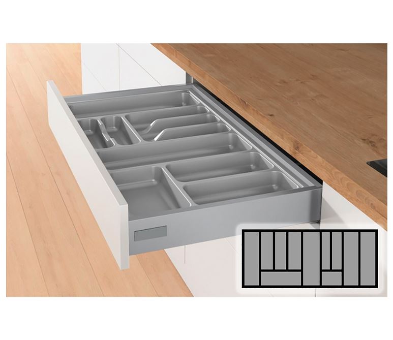 Bestekbak d:370-440mm - b:1001-1150mm zilverkleurig