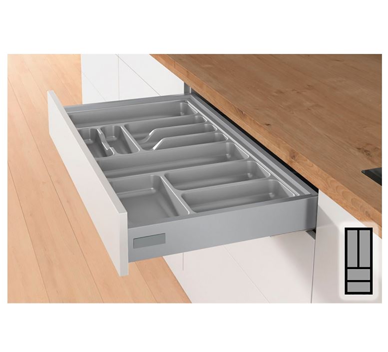 Bestekbak d:441-520mm - b:175-200mm zilverkleurig