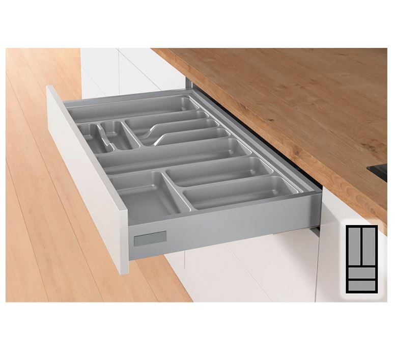 Bestekbak d:441-520mm - b:201-250mm zilverkleurig