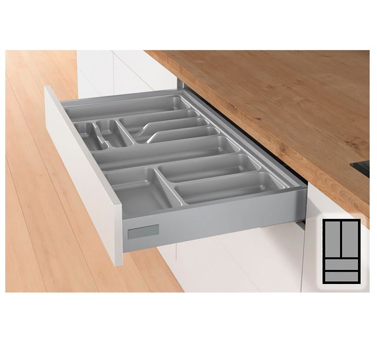 Bestekbak d:441-520mm - b:251-300mm zilverkleurig