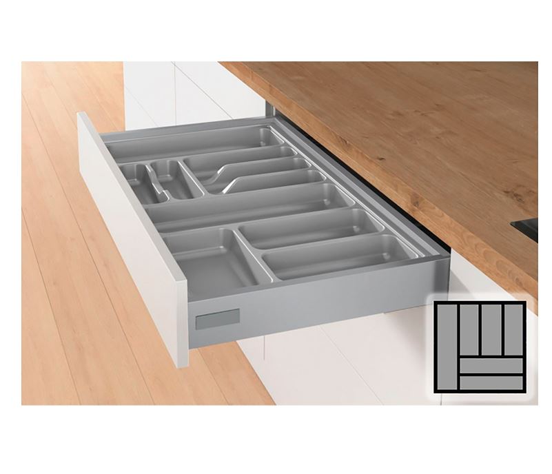 Bestekbak d:441-520mm - b:451-500mm zilverkleurig