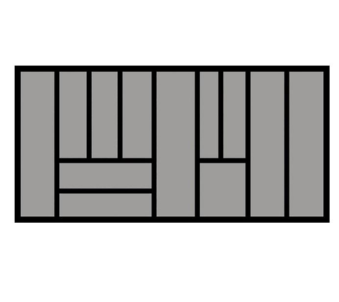 Bestekbak d:441-520mm - b:1091-1150mm zilverkleurig