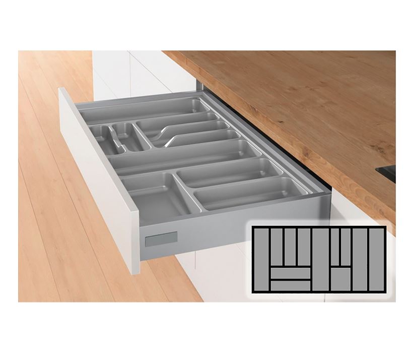 Bestekbak d:441-520mm - b:1091-1150mm zilverkleurig