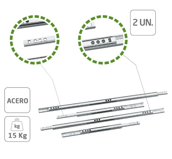 AMIG paar ladegeleiders gedeeltelijk uittrekbaar 438x17 mm staal verzinkt