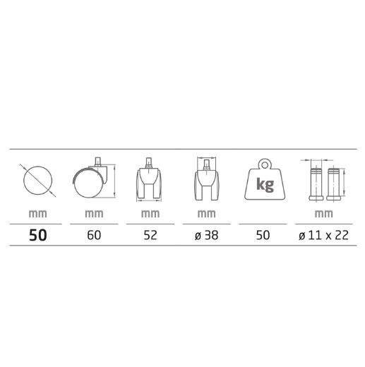 AMIG nylon zwenkwiel inclusief stift Ø11x22 mm