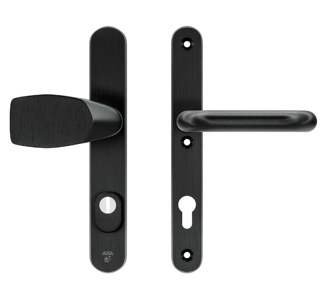 AXA Oval Plus Smal veiligheidsbeslag PC85 SKG*** met kerntrekbeveiliging Wing-greep/kruk Zwart