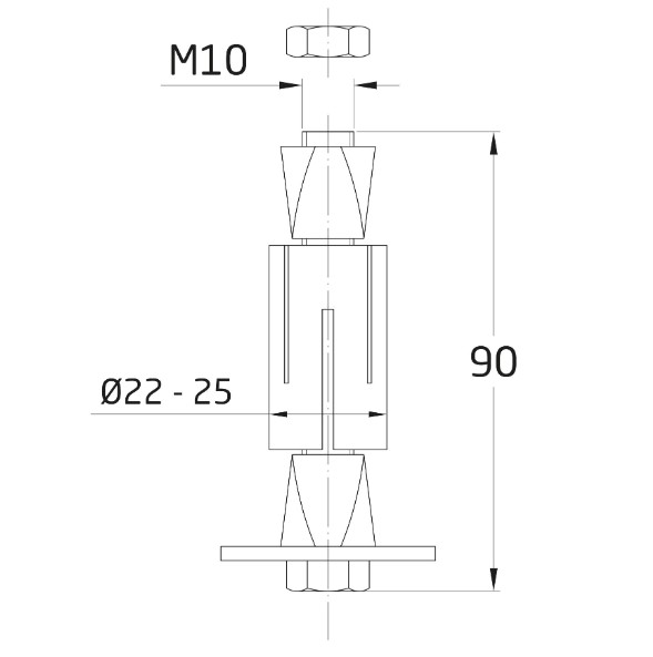 AMIG expander rond Ø22-25 mm voor zwenkwielen met gat en nylon beugel