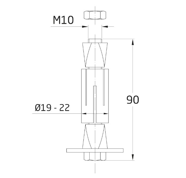 AMIG expander rond Ø19-22 mm voor zwenkwielen met gat en nylon beugel