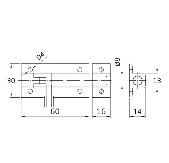 AMIG Profielschuif 60 mm aluminium zwart - Afbeelding 2