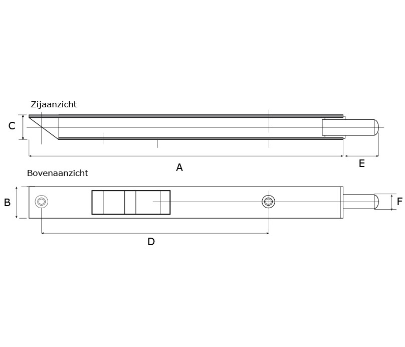 Bascule kantschuif afgeschuind recht 160x17mm rvs