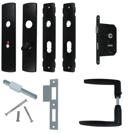 AXA set binnendeurbeslag WC63 + toilet-badkamerslot zwart