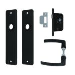 Set binnendeurbeslag Deurkruk op blind schild Zwart