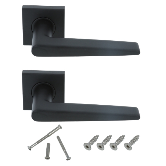 Deurkruk BASIC LBXXIH op vierkant rozet mat zwart