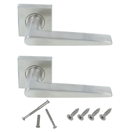 Deurkruk BASIC LBXXIH op vierkant rozet mat RVS