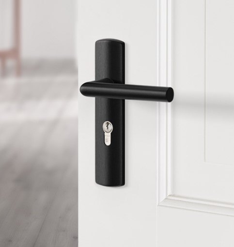 AXA Curve Klik Schild PC55 Met Deurkruk Milan Aluminium Zwart