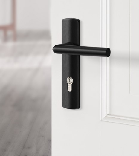 AXA Curve Klik Schild PC72 Met Deurkruk Milan Aluminium Zwart