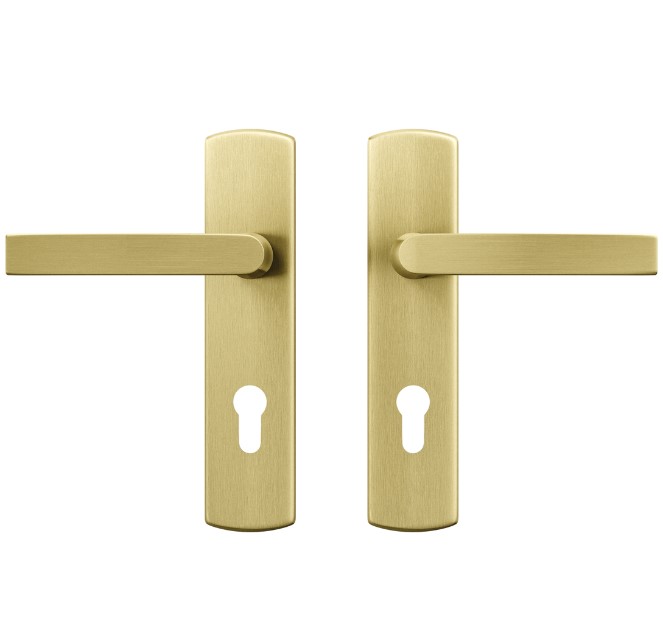 AXA curve klik schild PC72 met deurkruk Blok aluminium goud