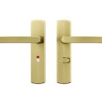 AXA curve klik schild WC63/8 met deurkruk Blok aluminium goud