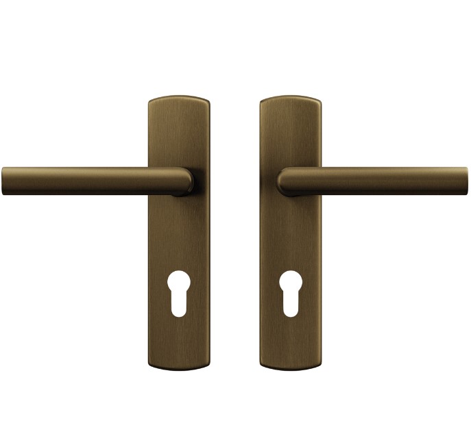 AXA curve klik schild PC72 met deurkruk Milan aluminium brons