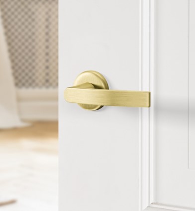 AXA Deurkruk Blok met rond rozet aluminium goud