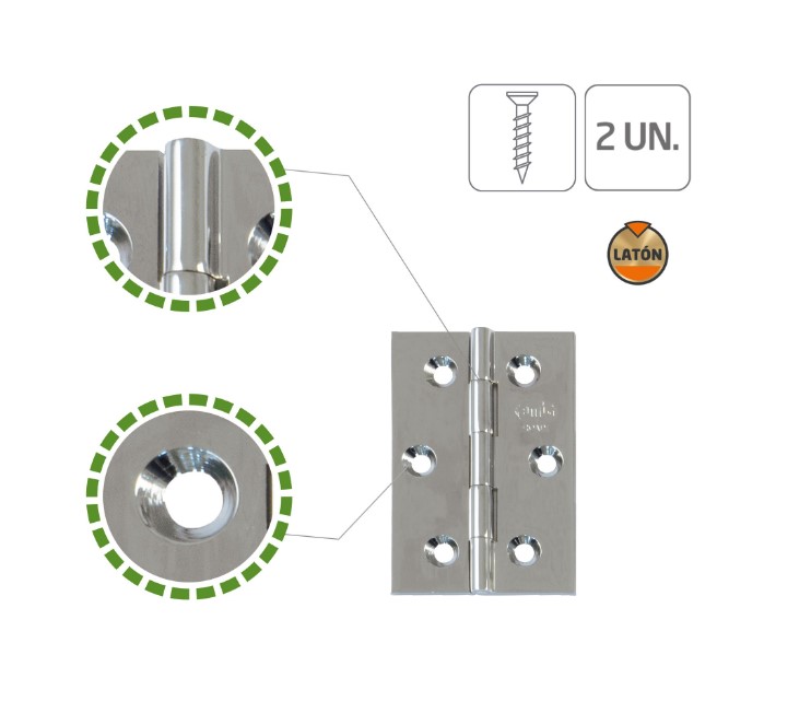 AMIG scharnier Mod. 1002 chroom 60x40 mm - Afbeelding 3