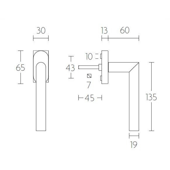 Draaikiepgarnituur BASIC LBII-19DK-Q PVD mat goud