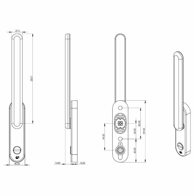 Buitengreep vlak voor S2 hefschuifbeslag 40GR OV SKG3 PC69 mm
