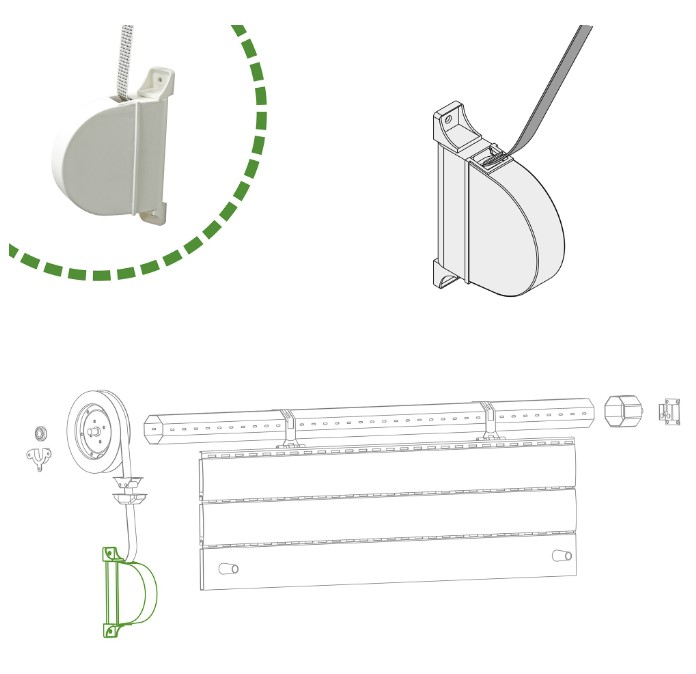 Bandopwinder voor rolluiken inclusief band 14mm wit