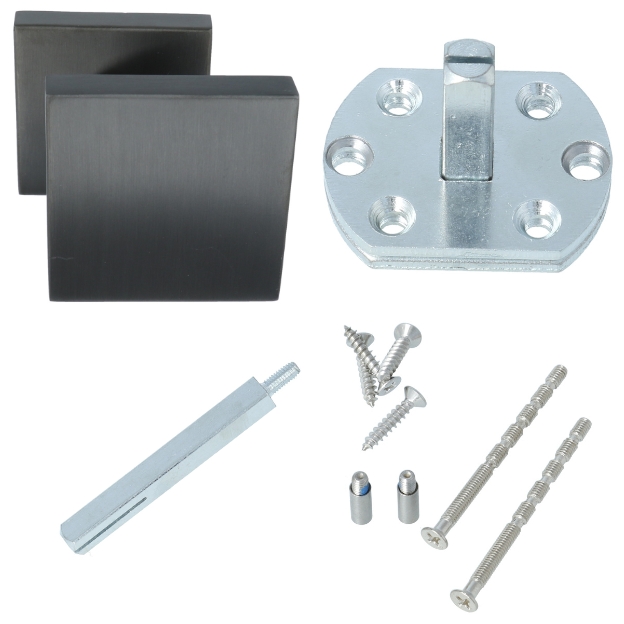 Voordeurknop BASIC BSQ60V vast op rozet PVD Gunmetal