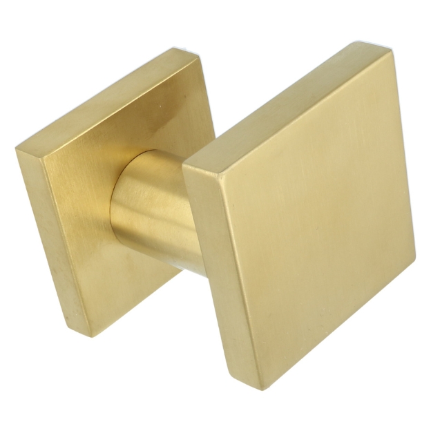 Voordeurknop BASIC BSQ60V vast op rozet PVD mat goud